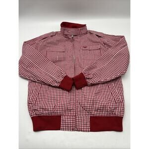 Basic Code Men's Jacket Size XL RED WHITE Check Full Zip y_2K STREET STYLE